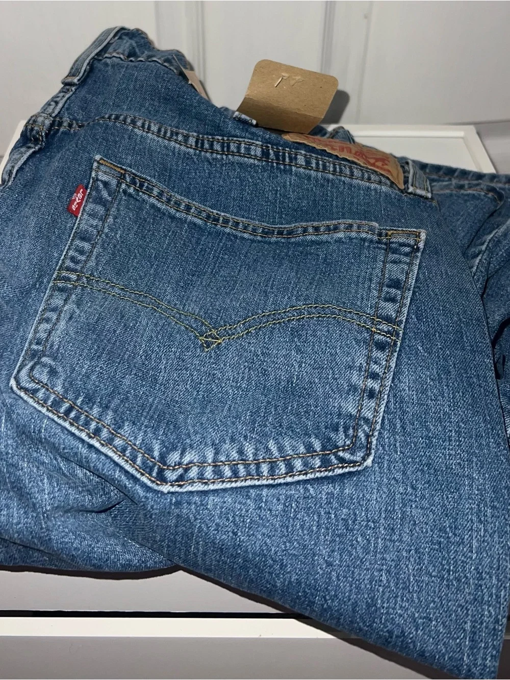Levi's 559 Relaxed Straight Jeans in Blue with Tan Patch 38x32